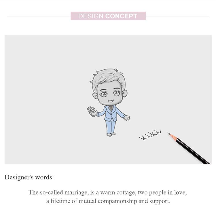 BAMOER 925 Sterling Silver Family Love Wedding Groom Charm  Pendant for Original Bracelet DIY Jewelry