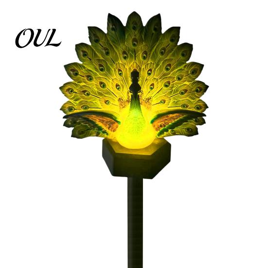 Decorative Resin Animal Statue Solar Peacock Garden Statue, Outdoor Lighted Sculpture, Waterproof LED Light for Patio Lawn Yard Pathway Decoration
