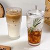 600ml Tall Striped Glass Tumbler With Lid Straw - Leakproof Premium Drinkware Cold Beverages Coffee Water