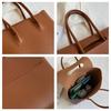 Women Casual Commuting Bag Large Capacity PU Leather Vintage Shoulder Bag Solid Color Fashion Tote Handbag Retro Messenger Bag