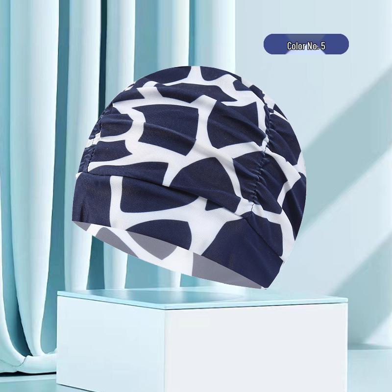 Dámská květinová plisovaná plavecká čepice nadměrné velikosti - Nepřiléhavý střih, Jednobarevná, Módní látkový design