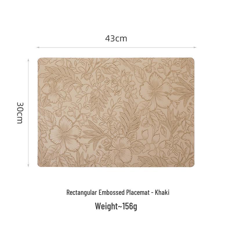 Vintage French PVC Leather Non-Slip Heat-Resistant Carved Placemat