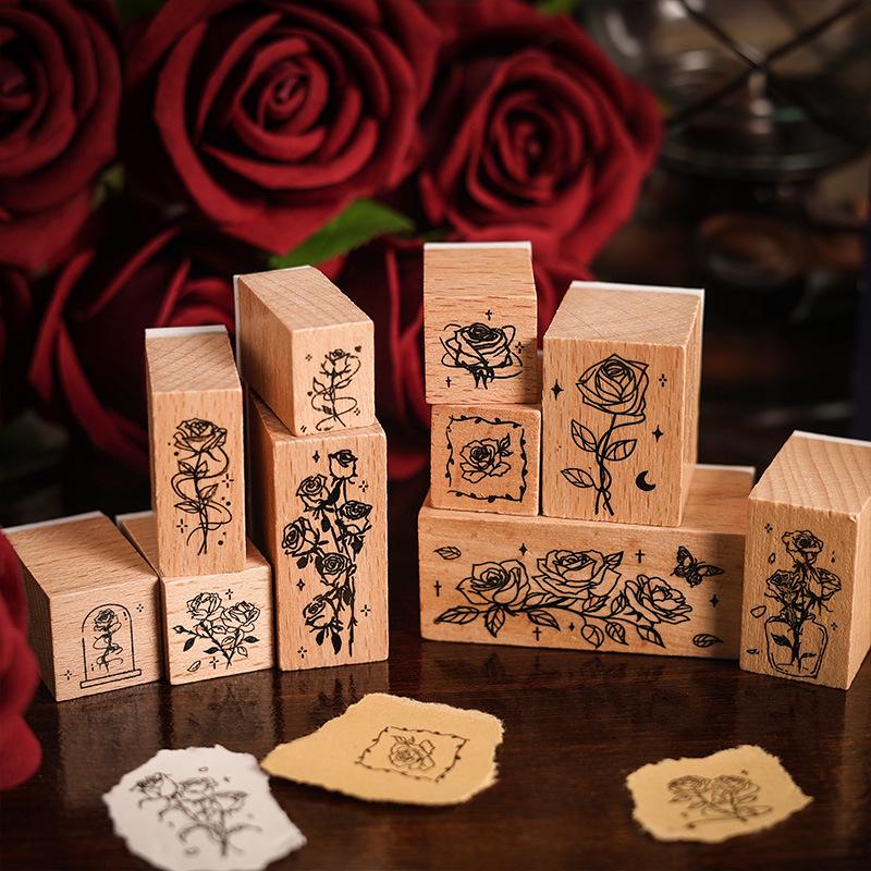 Rosewood Flower Stamp: Personalized Wooden Stamp Gift for Teachers and Students for Back-to-School Season