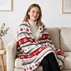 Flannel Single Throw Blanket Santa Claus Snowman Sofa Throw Portable Nap Blanket  Holiday