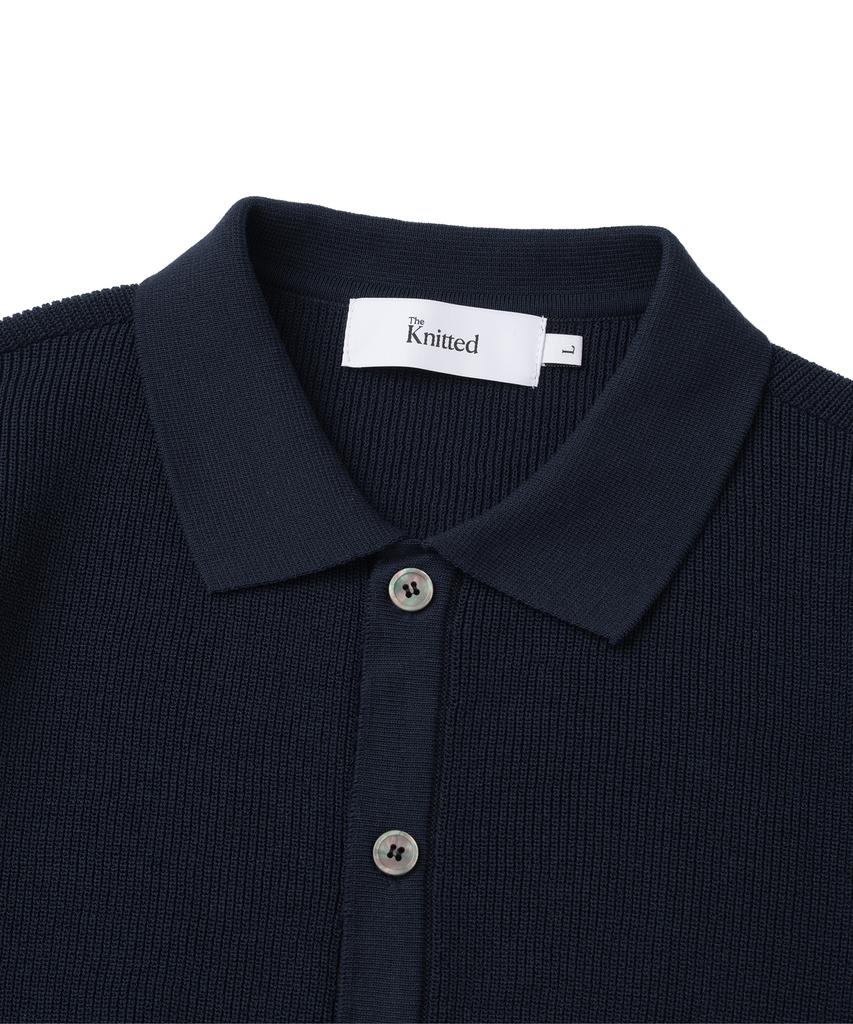 KNITTED Coolever Pk Crop Short Sleeve Cardigan Navy
