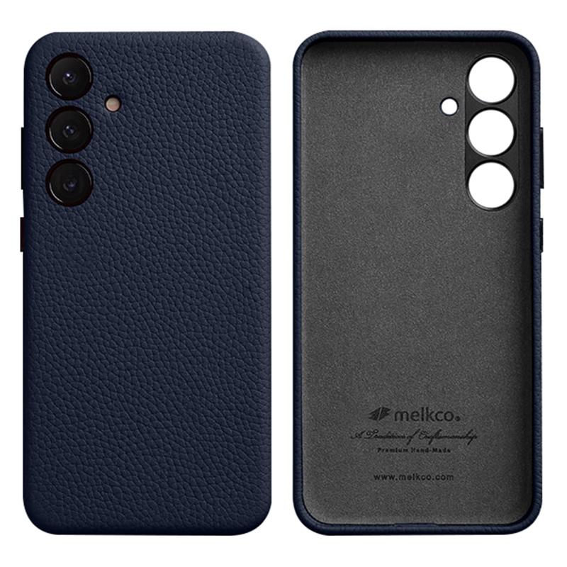 MELKCO For Samsung Galaxy S24 Cell Phone Cases Anti-scratch Genuine Cow Leather+PC Cover