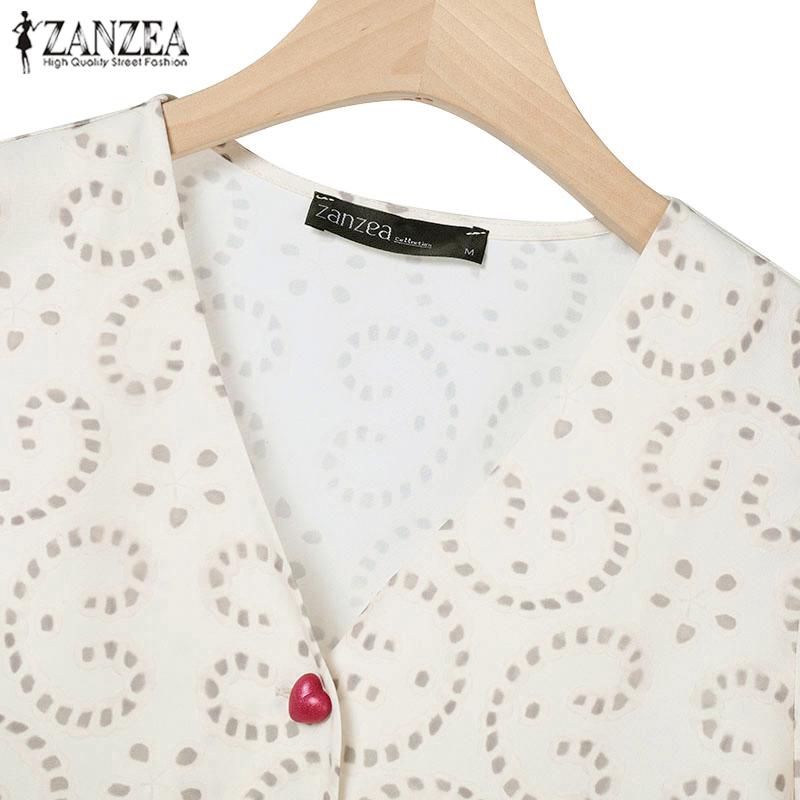 ZANZEA Women Summer V-Neck Bubble Short Sleeve Shirt Pocket Shorts Two Piece Suit Sets