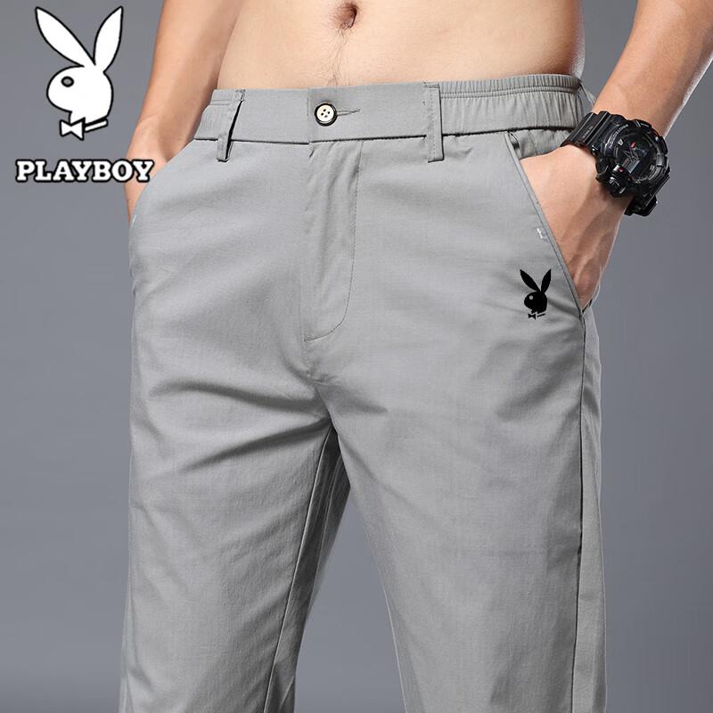 

Playboy Men s Summer Slim-Fit Stretch Straight Casual Pants 32