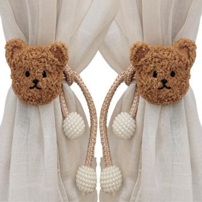 2Pcs Ins Cartoon Bear Curtain 3D Cute Window Curtain Buckles Bear-shaped Decorative Bear Curtain Tieback