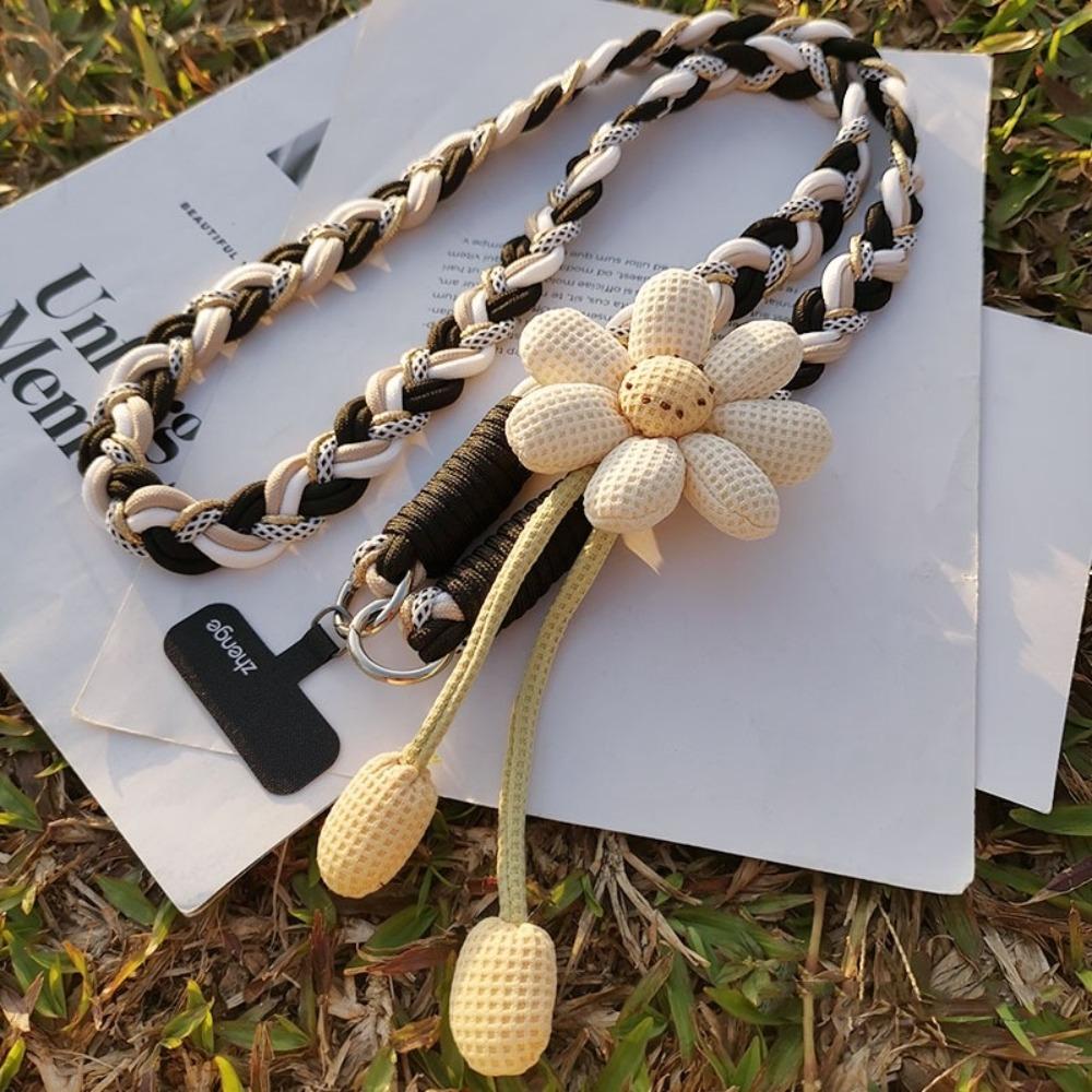 Detachable Flowers Phone Lanyard Crossbody Cell Phone Strap Phone Woven Chain Hanging Ornament
