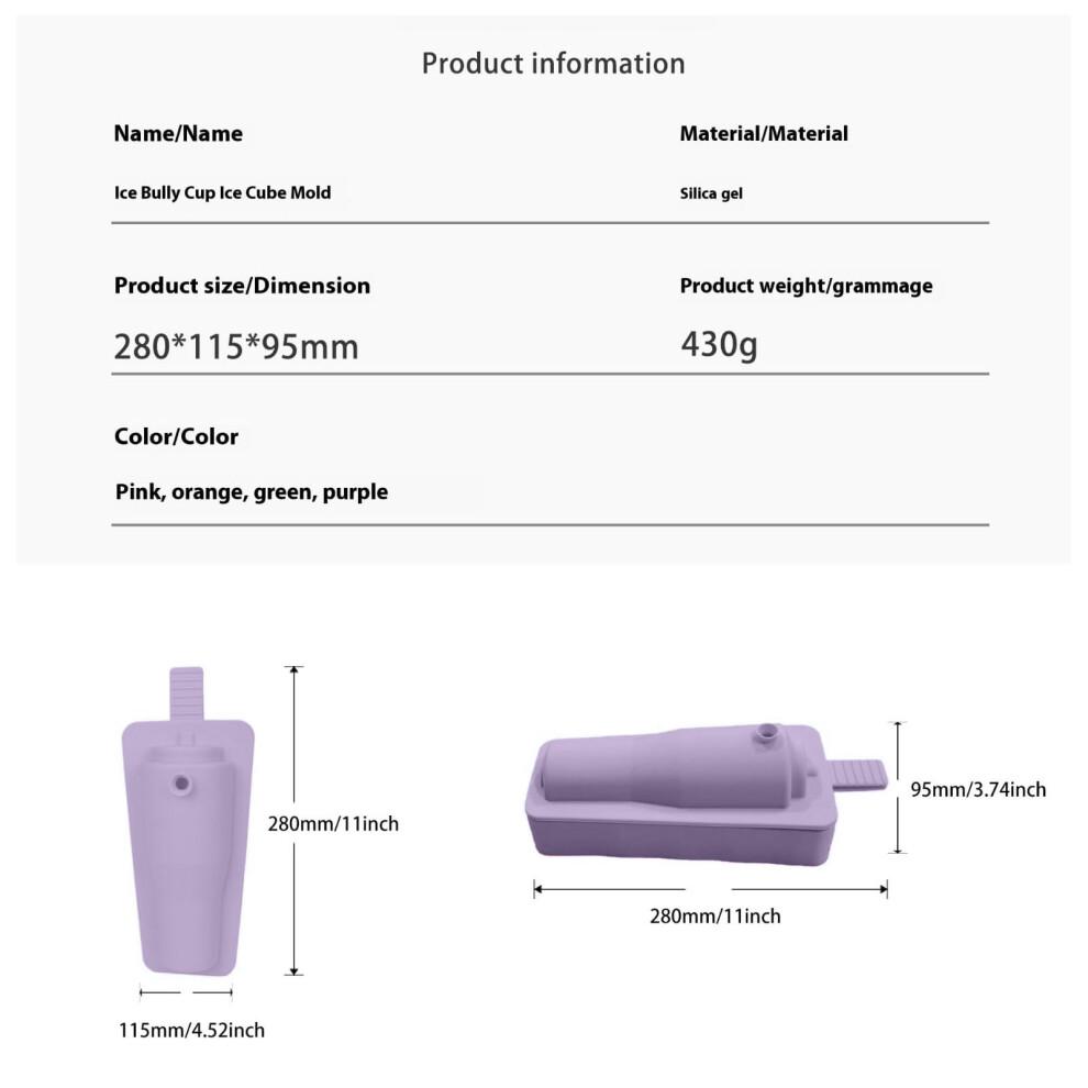 Multifunctional Silicone Ice Cube Mold for Whiskey & Cocktails, 430ml, Purple