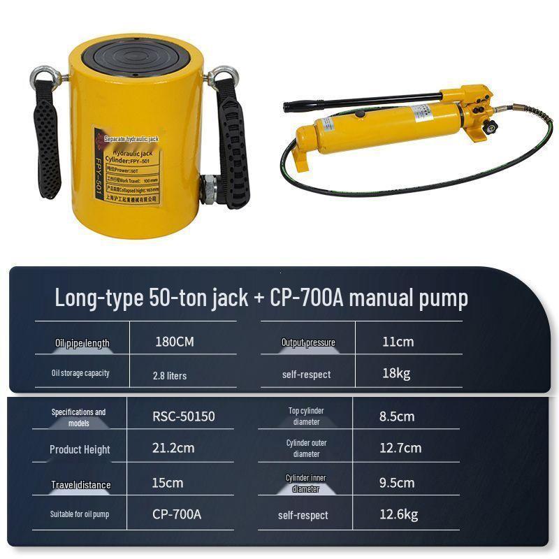 Split Ultra-Thin Hydraulic Cylinder: 5T, 10T, 20T, 30T, 50T, 100T - Extended and Short Types