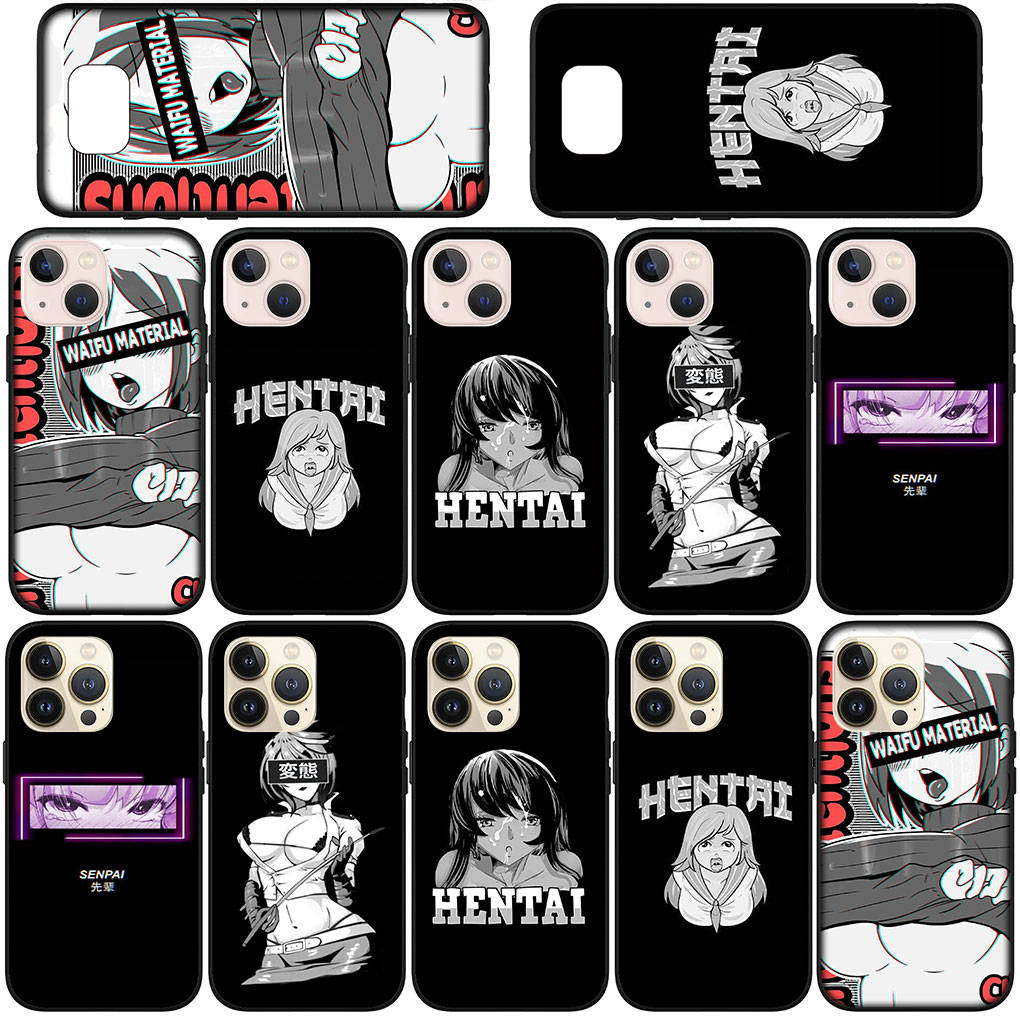 Fodral för Samsung Galaxy S25 S24 S23 iPhone 16 15 Xiaomi Redmi Note 14 13 12 16E X 11 Pro Max OPPO Moto Huawei Ahegao Harajuku Tecknad Tjej Waifu Skydd