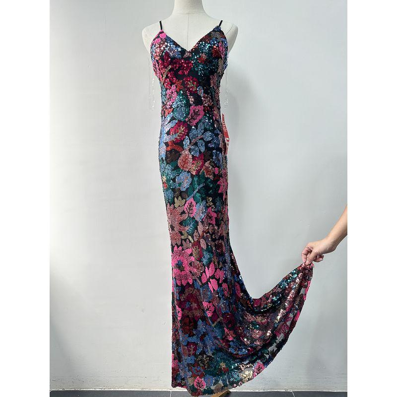 Export Pure Original Sequin Open Back Slim-Fit Fishtail Skirt Sling Open Back Dress Dress Long Formal Dress Long Dress for Women