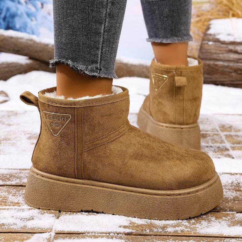 Women's Winter New Platform Snow Boots Fleece Lined Thickened Bread - Style Cotton Boots