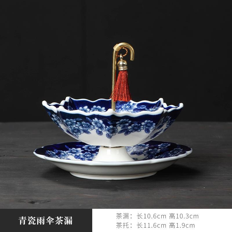 Creative Umbrella Shape Ceramic Tea Filter Rotating Umbrella Tea Leaker Tea Bowls Set Teaware Ceremony Accessor Tea Table Decor