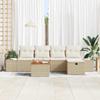 Garden Sofa Set with Cushions and Storage 6 Pcs Beige Poly Rattan