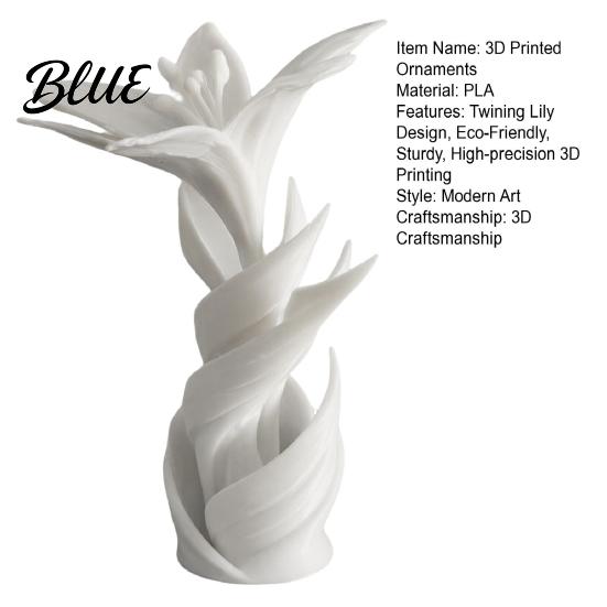 Artistic Lily Flower Floral Art Printed Modern Sculpture Decoration 3D Intertwined White Wedding Anniversary Pure Sculpture Gift for
