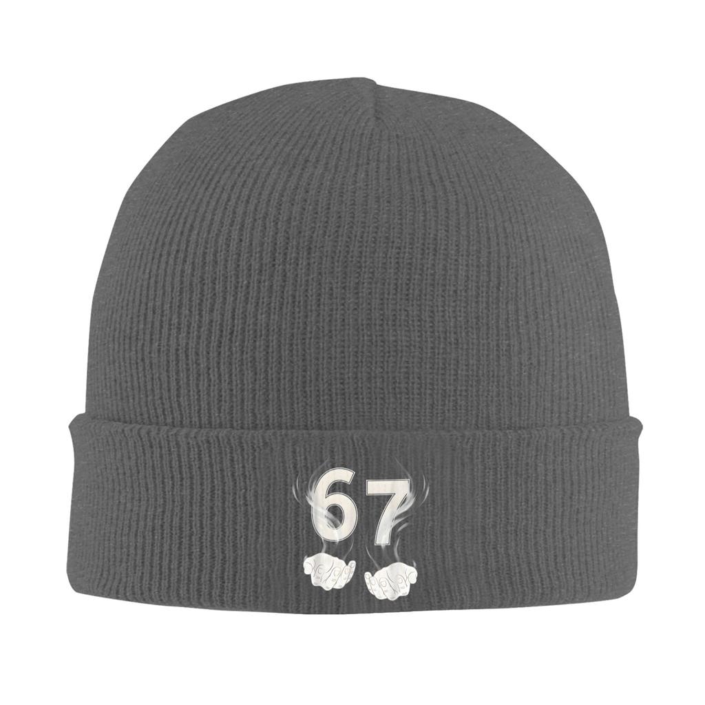 Unisex Adult Funny 6 7 Six Seven 67 Beanie Hats  Retro Knit Hat Winter Outdoor Sport Caps Design Thermal Elastic Bonnet Hats