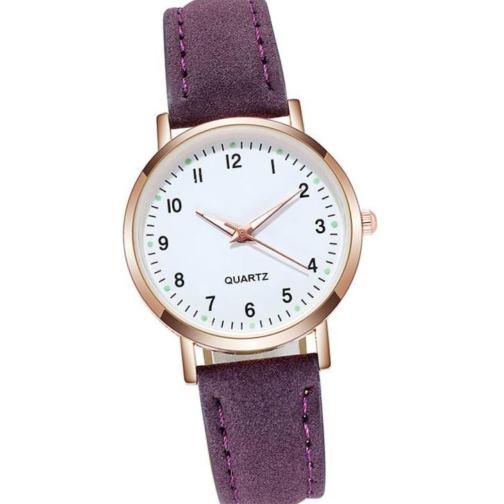 Fashionable luxurious women's analogue‑quartz wristwatch with leather strap, luminous ladies' watch