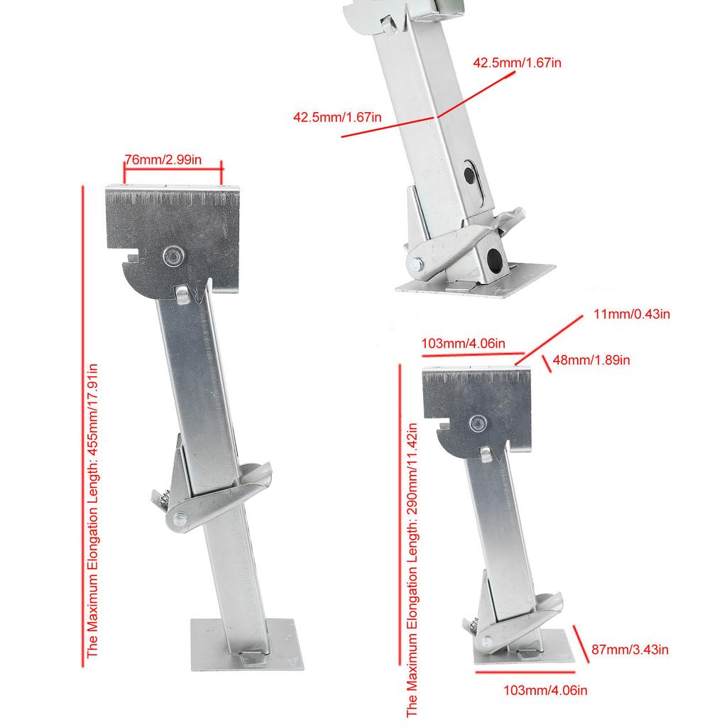 2PCS Stabilizer Jack 650lbs Support 1000lbs Lifting Capacity Galvanized Telescoping Adjustable Swing Down Stabilizer Jack Stand