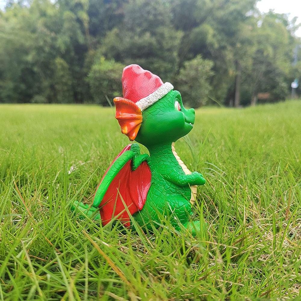 3D Christmas Dragon Sculpture Cool Dragon Garden Statue Christmas Dragon Doll Toy  Desk