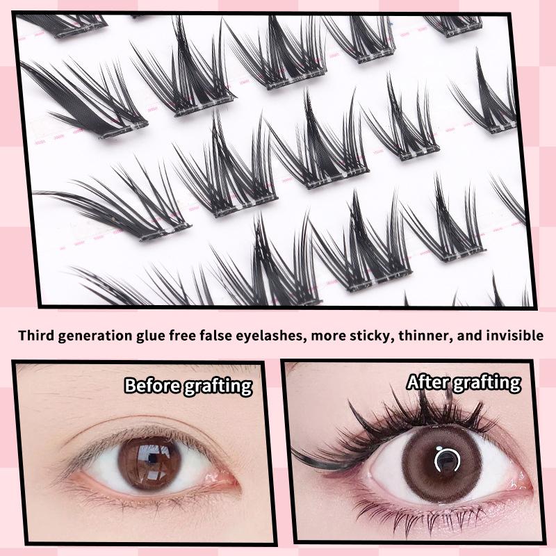 Voluminous No Need Glue Self-Adhesive False Eyelashes Fluffy Fish Tail Sunflower Thick Curling Lash Extension Diy Anime Eyes