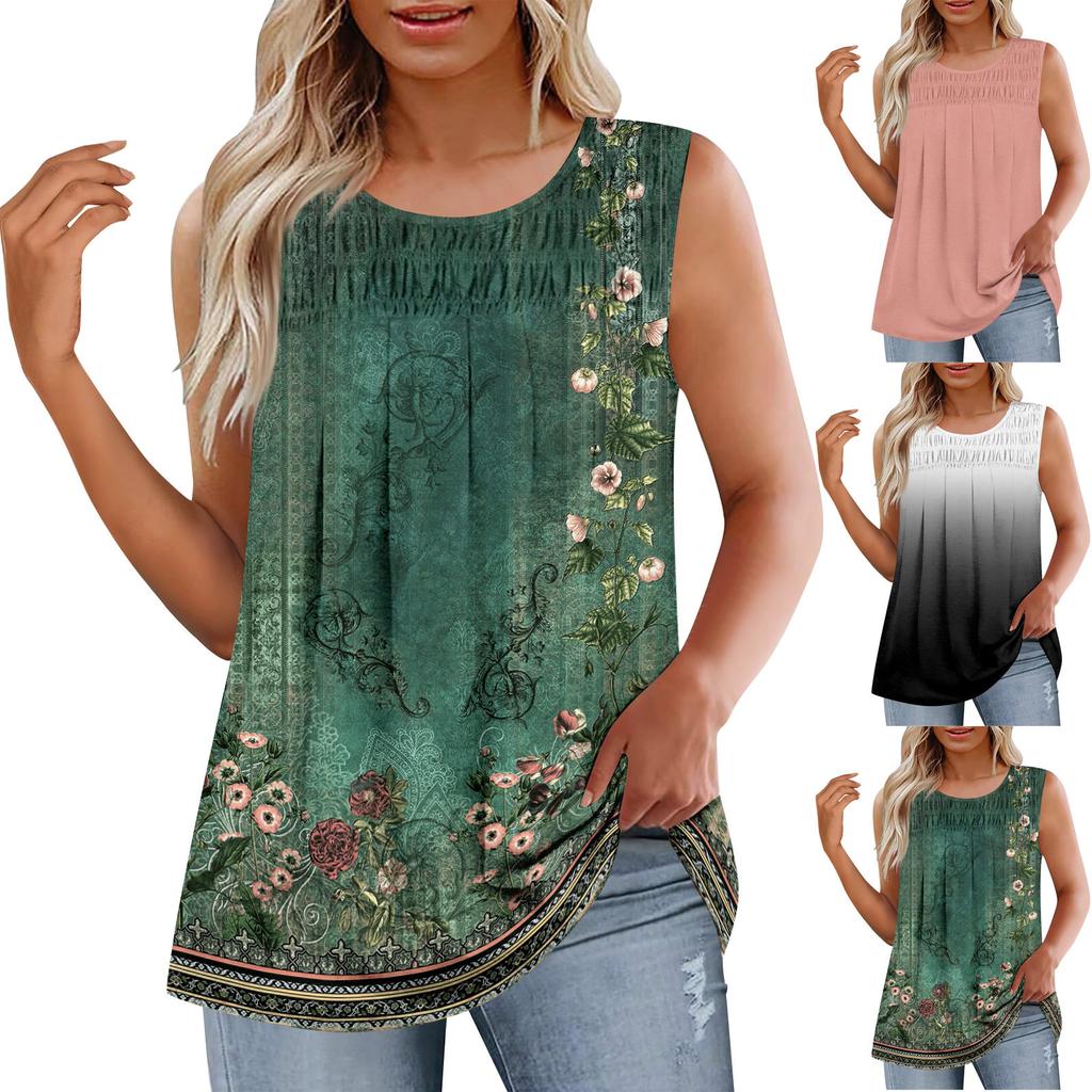 Womens Summer Tops Casual Ruffle Short Sleeve Crewneck Loose Pleated T Shirts