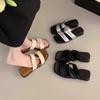 Thick-soled one-word slippers for women to wear in summer, new slope heel sandals, French gentle fairy wind open-toed beautiful sandals