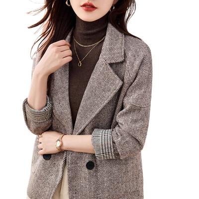 Thickened Coat Autumn and Winter New Suit Collar Woolen Coat Women's Loose and Thin Woolen Coat