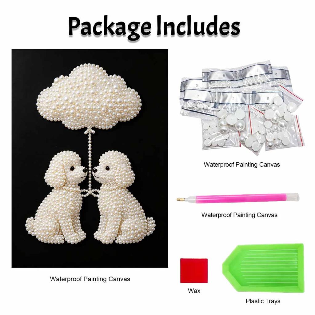 5D DIY Pearl Art Kit Cute Poodle With Cloud Theme Decor Home Wall Decoration