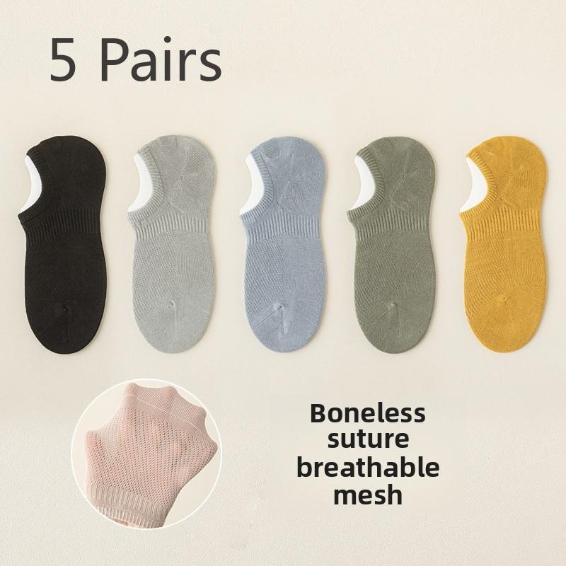 

5 пар мужских летних дышащих сетчатых впитывающих пот дезодорирующих спортивных невидимых носков из чистого хлопка 5 Pairs