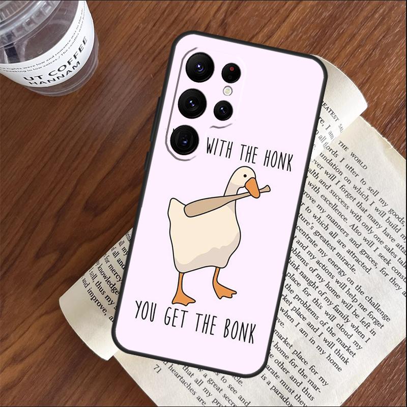 Cartoon Cute Goose Phone Case For Samsung Galaxy S25 S24 S23 S22 S21 Ultra S9 S10 S20 Plus S24 FE Funda Cover