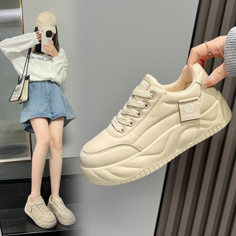 Spring and Autumn new sports and leisure ins thick-soled leather casual single shoes board shoes