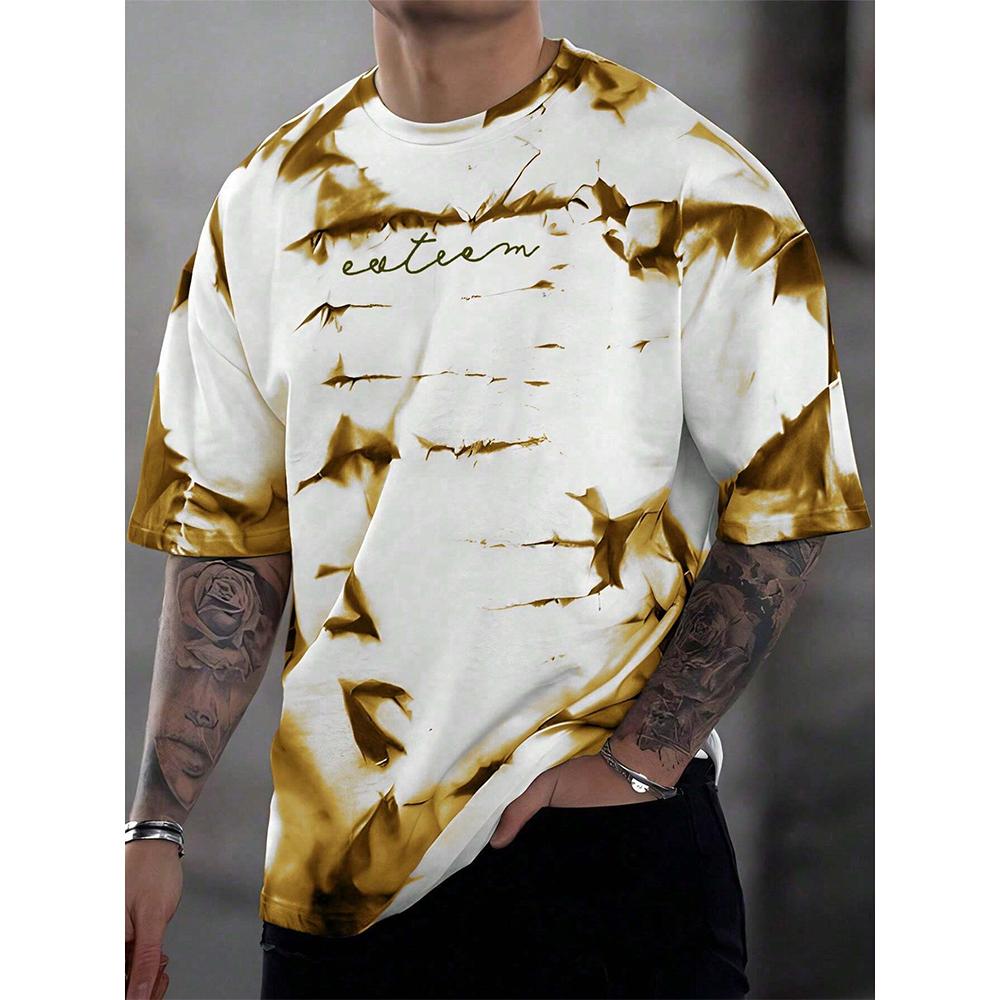 Summer Tie-dye Printed Men's T-shirt Loose Casual Daily Large Size O-Neck Street T-shirt Gym Fitness Short Sleeves T-shirts