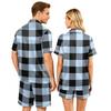 Couple Matching Pajama Set Short Sleeve Button Down Sleepwear Set with Shorts Soft Casual Loungewear S To XXXXL