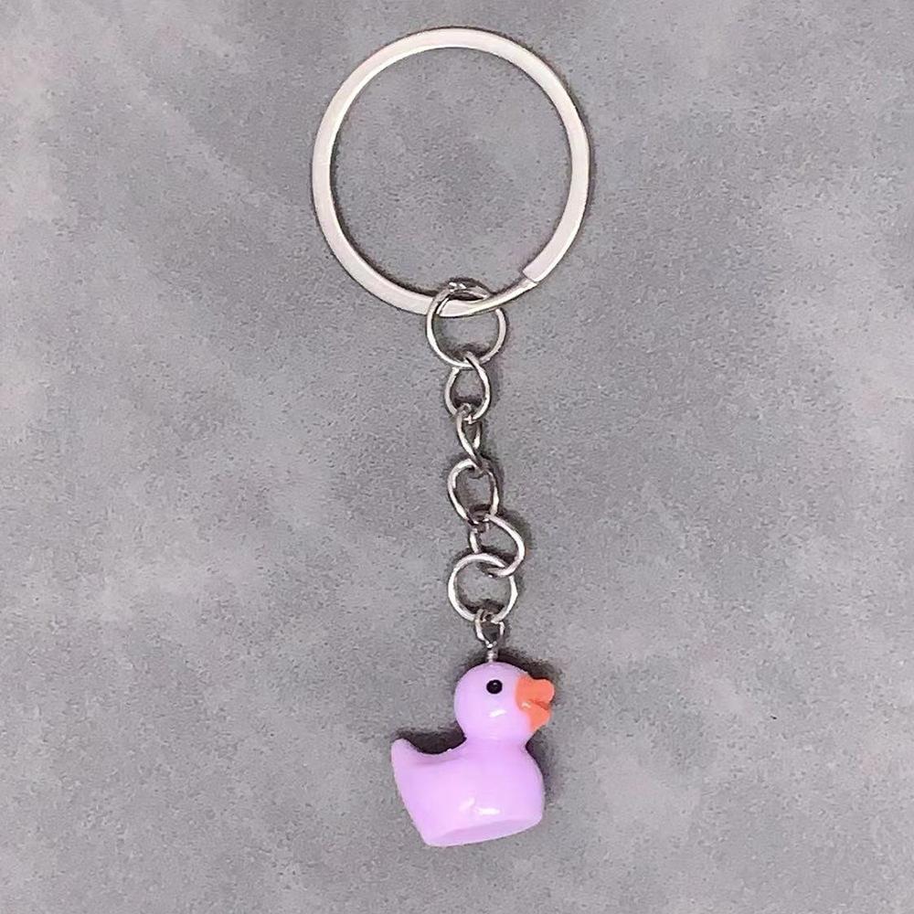 Porte-clés Simple Animal en Résine Pendentif Canard Accessoires de Sac à Dos pour Femmes Couple Famille Pendentif Porte-clés