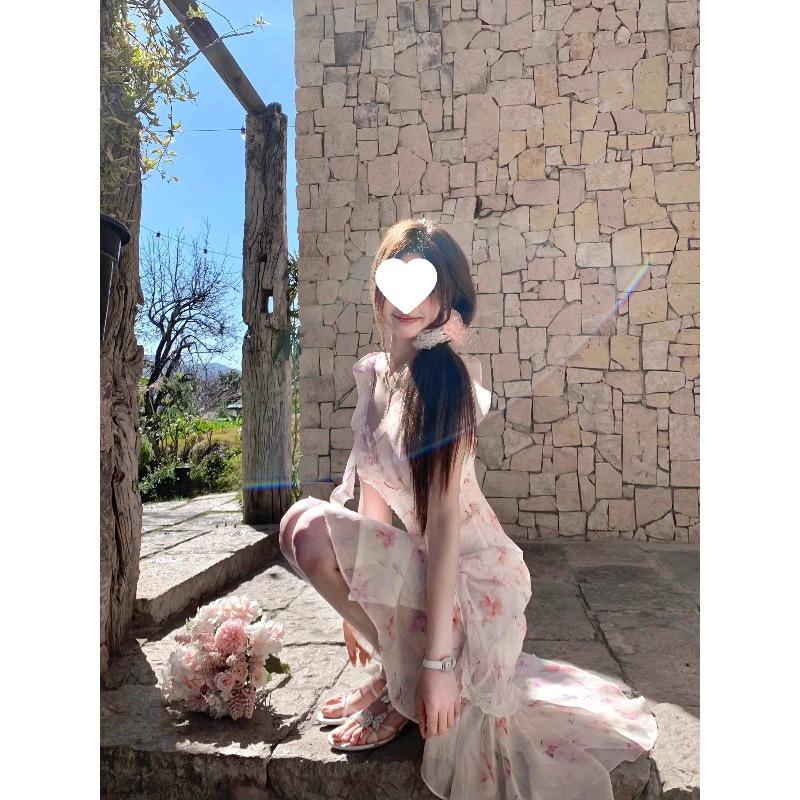 2026 New Alice Park Tour Irregular Fishtail Fairy Floral Camisole Long Dress