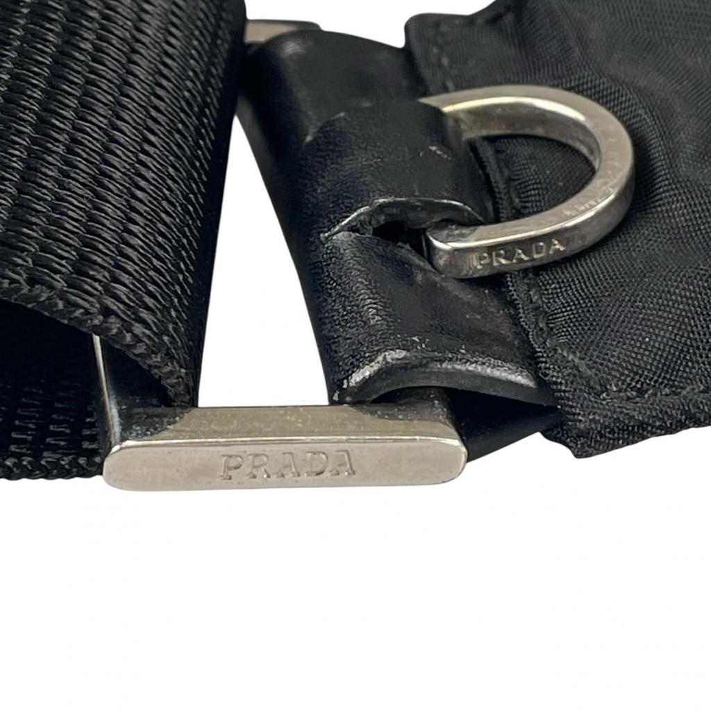 Prada Re-Nylon Triangular Logo Shoulder Bag Nylon Black Women BT0520 Used