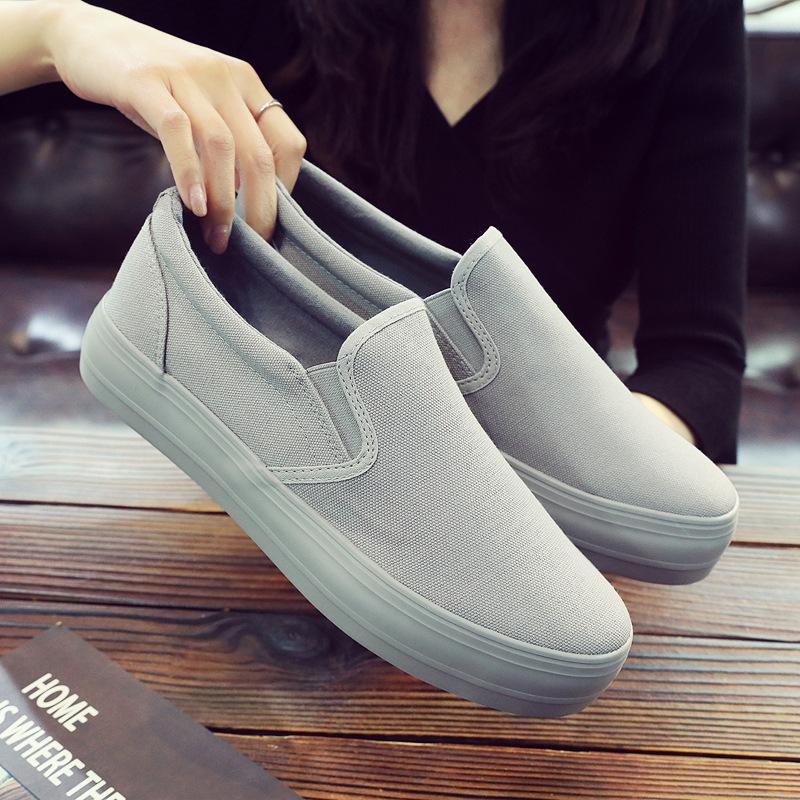 New Loafers Men Slip-on Casual Shoes Full Grey Thickened Canvas Footwear Breathable Sneakers Vulcanized Shoes Tenis Masculino