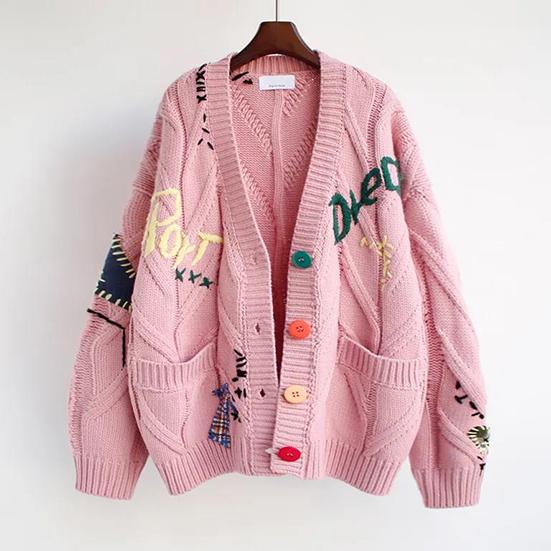 Women's Winter Long Sleeve Warm Sweater Female Large Size Loose Casual Knitted Cardigan Christmas Sweater Coat