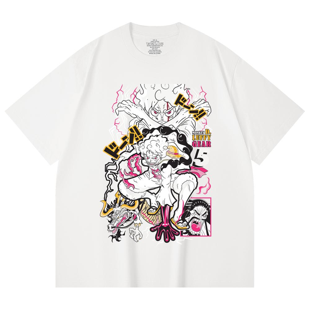 230 Gsm 100% Cotton One Piece V23 Luffy Gear Print Unisex Heavy Cotton T Shirt