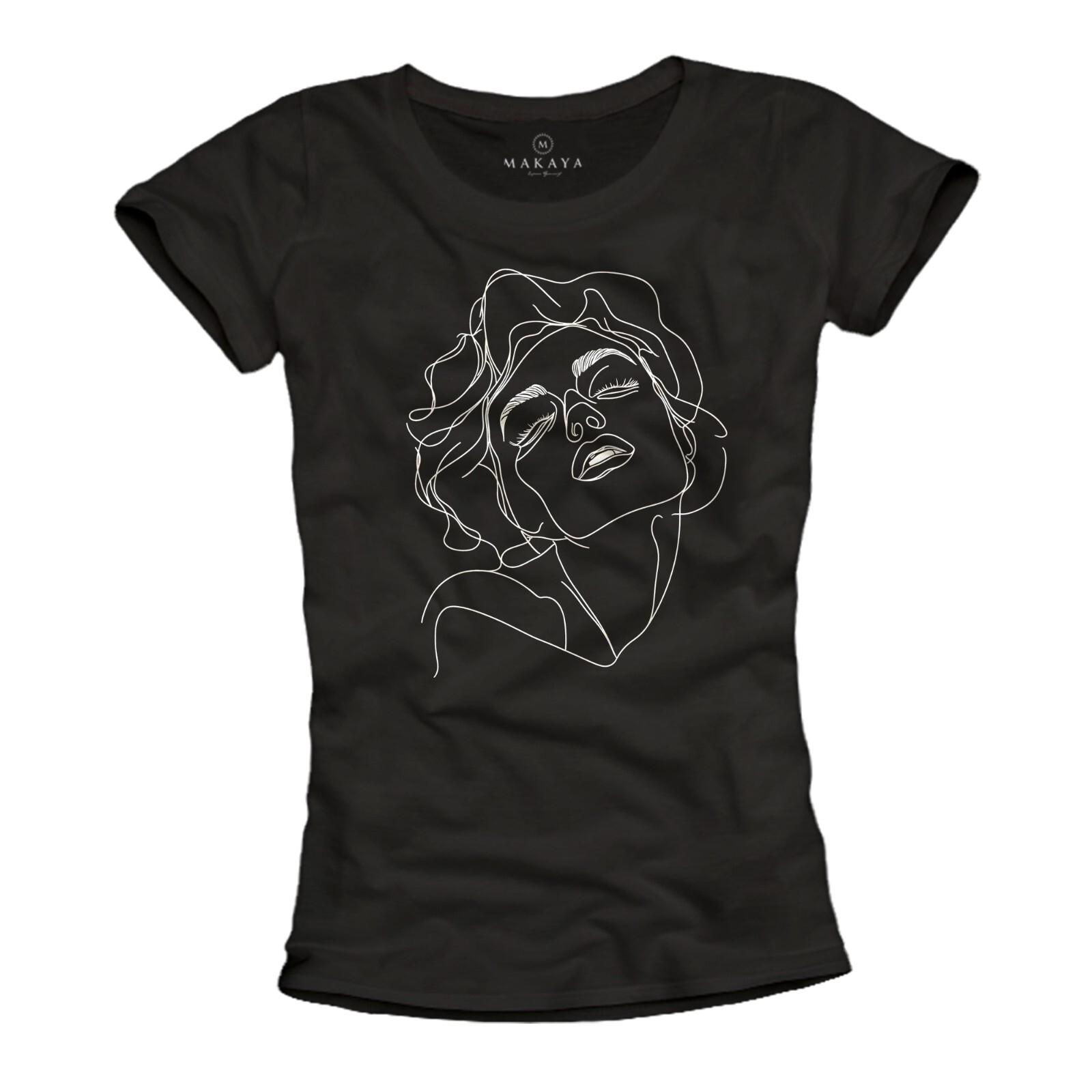 

26 Ladies Shirt with Women Face Ladies Motif Ladies Head Top Black Marilyn Tattoo- Unisex T-Shirt XXXXL