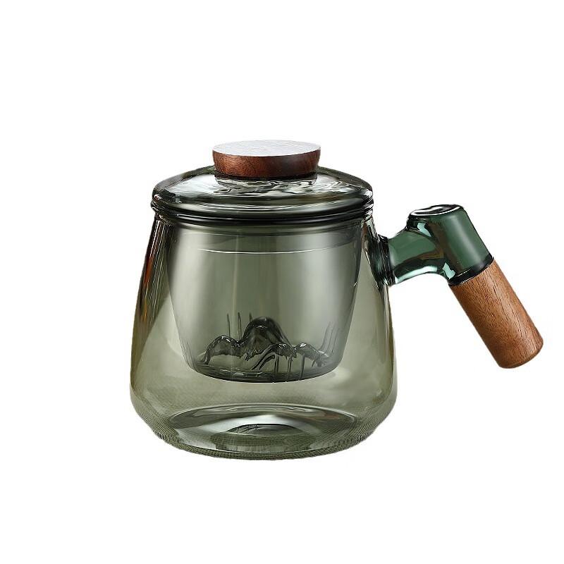 Zhenqi Heat-Resistant Glass Tea Cup with Wooden Handle