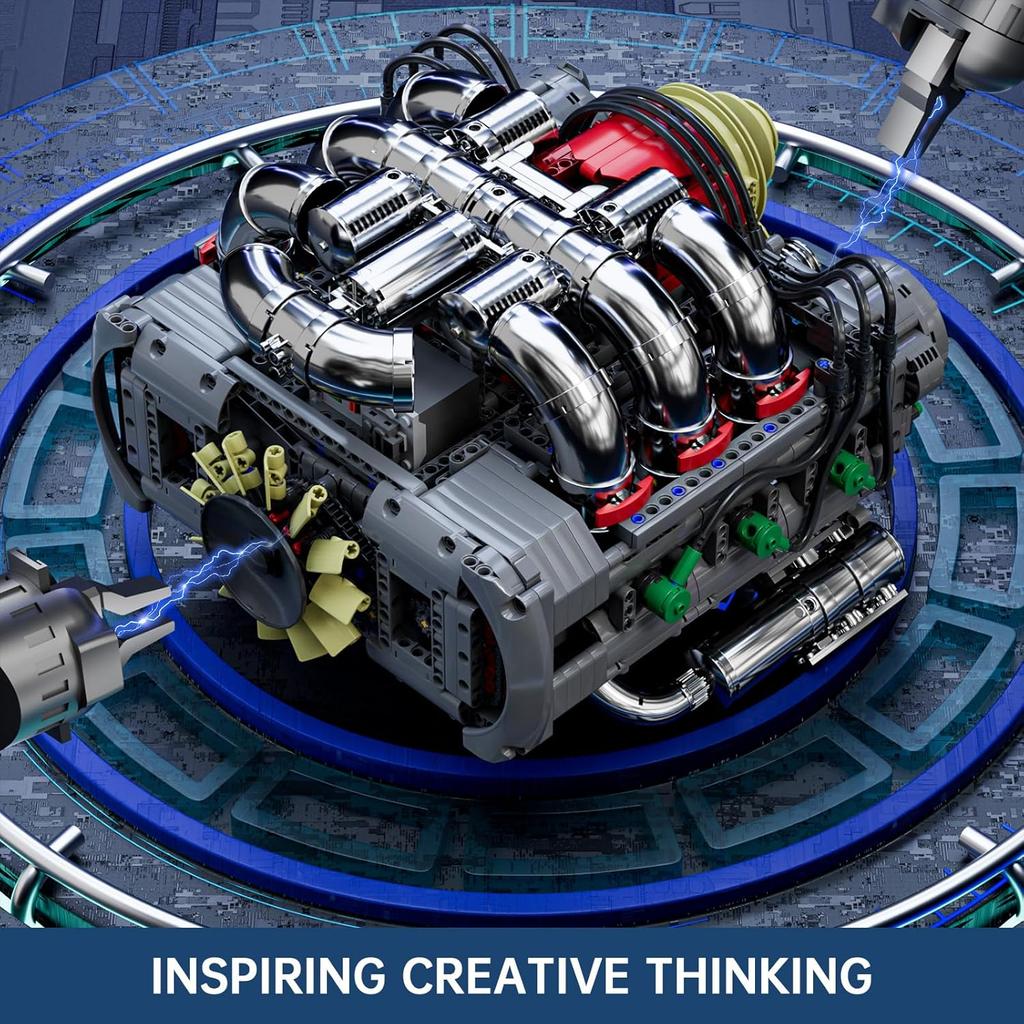 MOULD KING 10181 Technische Auto Spielzeuge Der Motorisierte Flachmotor Baustein Zusammenbau Auto Motor Ziegelmodell Kinder Weihnachtsgeschenk
