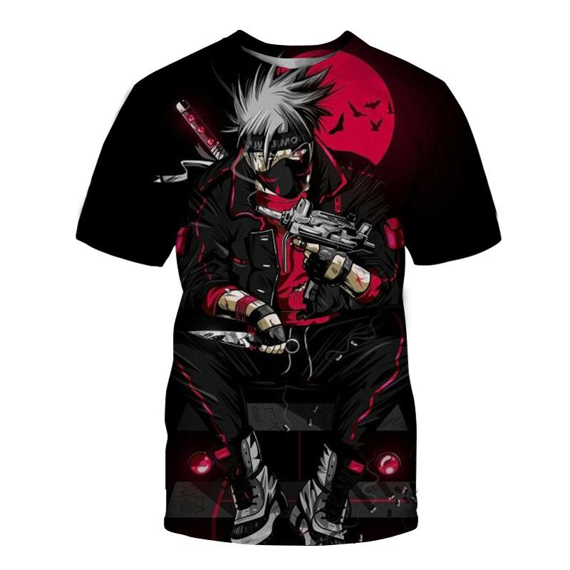 New Naruto 3D Digital Printed T-shirt Short Sleeved Men's  Clothing T-shirt
