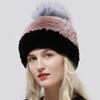 Winter Hat Women Pompom Warm Natural Rex Rabbit Fur Cap Thick Headwear Classic Popular Female Stylish Knitted Hat