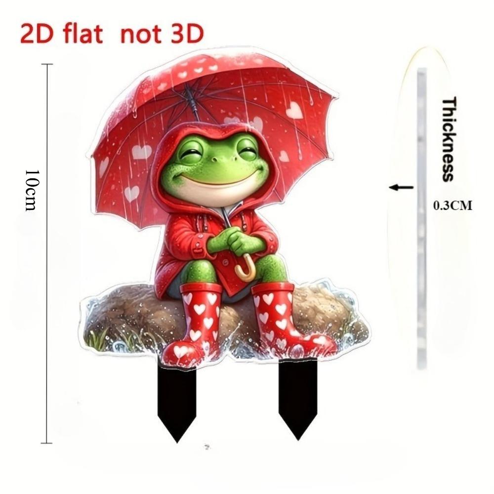 2D Flat, Smiling Frog Is Suitable for Courtyard, Lawn and Gardening/outdoor Accessories/garden Decoration Floor Inserts, Indoor Potted Plants,