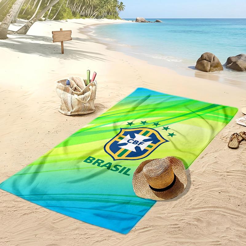 Brazil National Football Team Printed Beach Towel Quick Dry Soft TowelPortable Large Rectangular Beach Blanket for Travel Swimming Pool