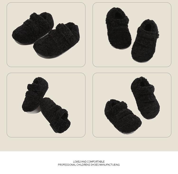 Girls' and Boys' Velvet Cotton Toddler Shoes - Warm Furry Korean Style for Autumn/Winter